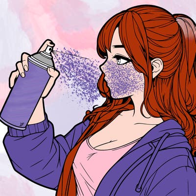 a realistic girl spray, painting