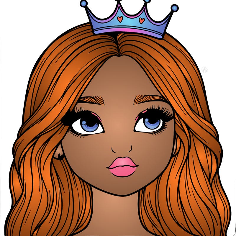 a realistic girl with a crown on