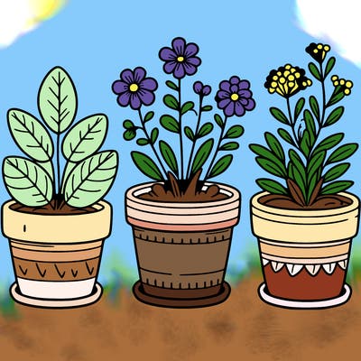 flowerpots with beautiful plants