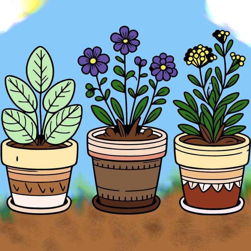 flowerpots with beautiful plants