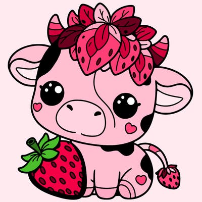 cute strawberry cow