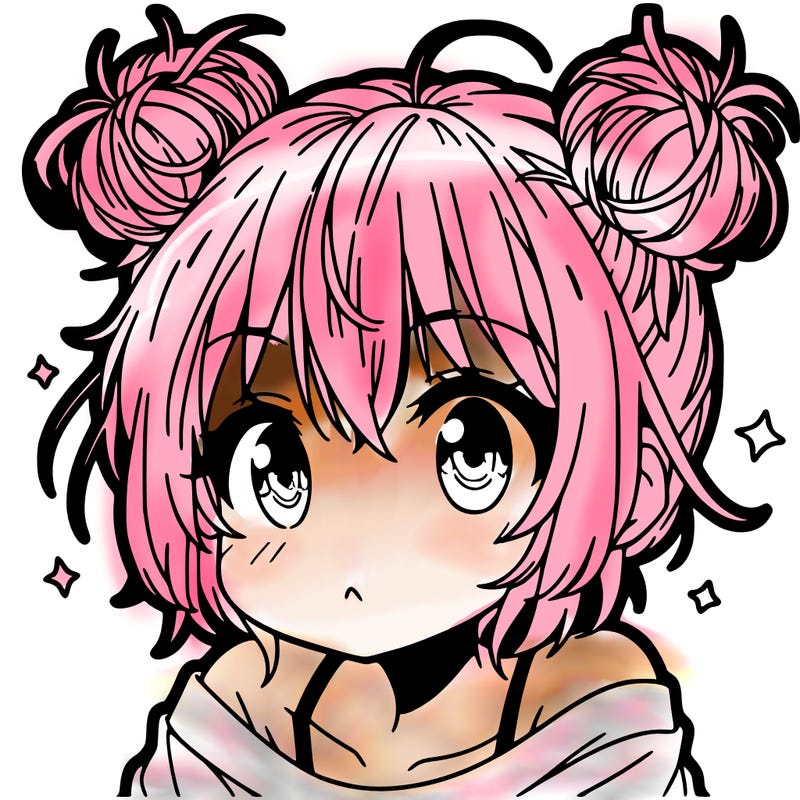 a manga girl with messy small buns