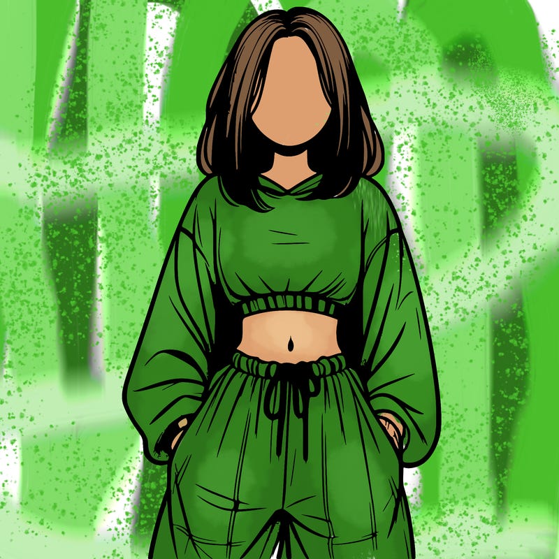 realistic girl faceless with baggy pants and a crop top