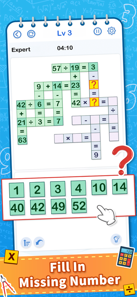 Cross Math - Math Game - Brain training math puzzle gameplay with numbers and arithmetic equations