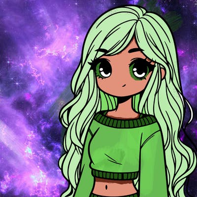 girl with long hair and a crop top with a sweater