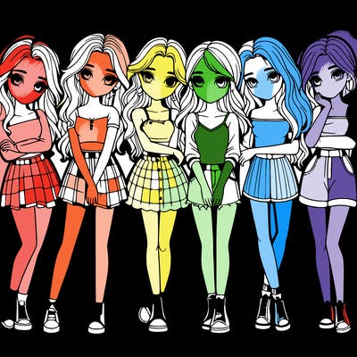 a group of girls realistic