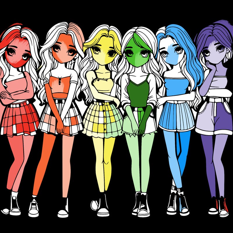 a group of girls realistic