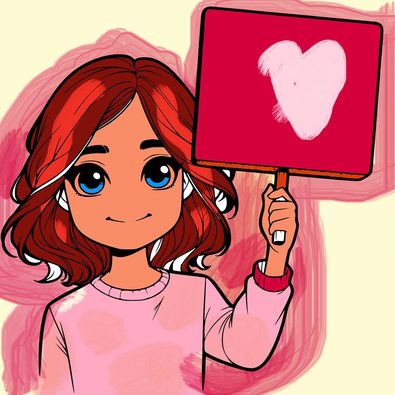 realistic girl holding up a sign