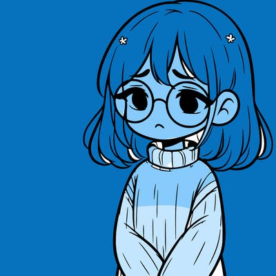 sad girl with glasses in a sweater