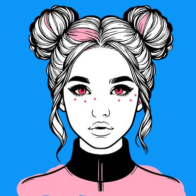 realistic woman that has space buns