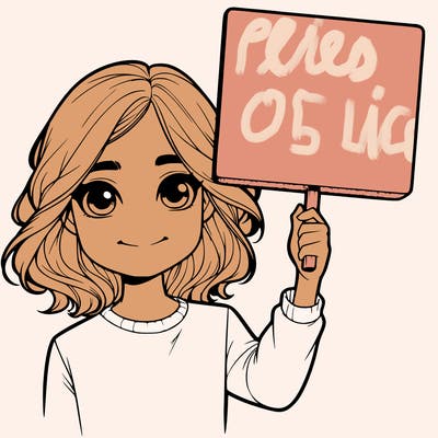 realistic girl holding up a sign