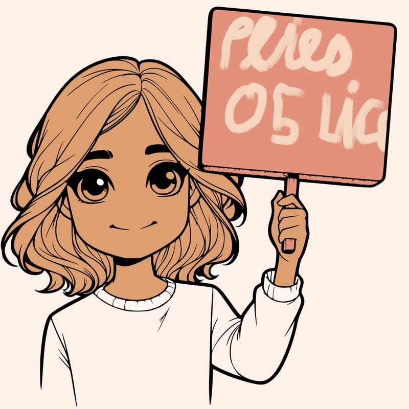 realistic girl holding up a sign