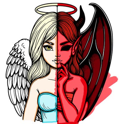 realistic angel half demon