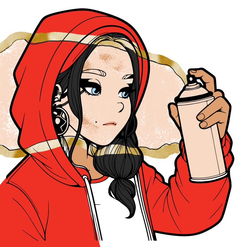 a realistic girl, spray painting