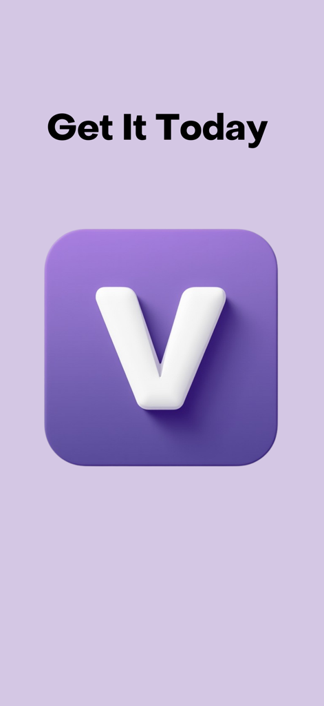 Vocab Builder: Learn new words - Vocab Builder app icon showing a white letter V on a purple square with the text Get It Today