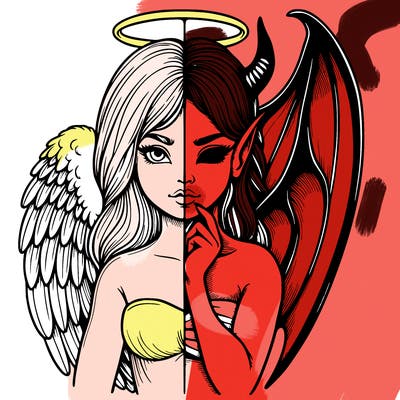 realistic angel half demon