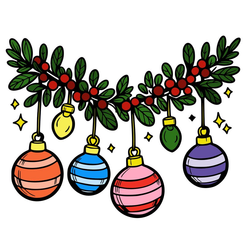 christmas garland with big bulbs