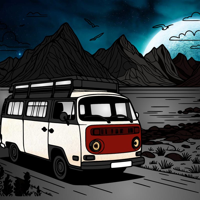 camper van on lofoten, norway