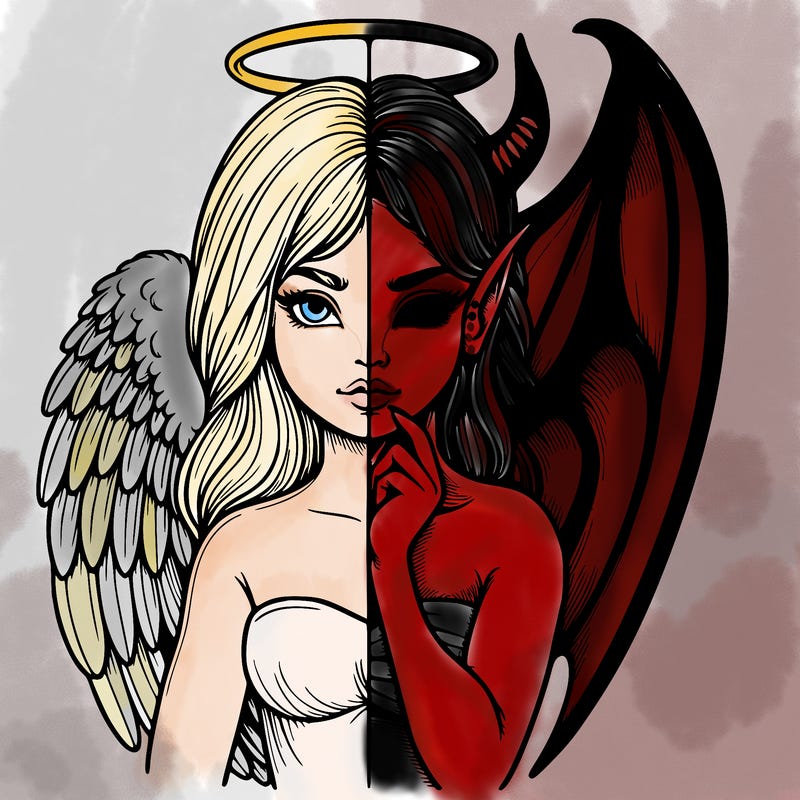 realistic angel half demon