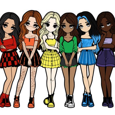 a group of girls realistic