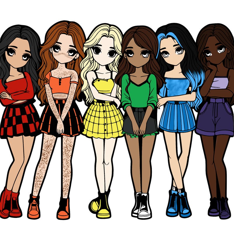 a group of girls realistic