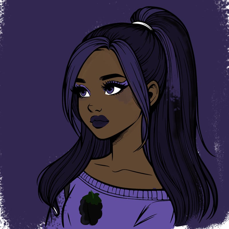 realistic girl with a high ponytail