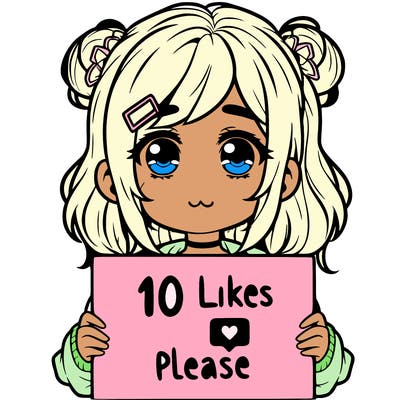 a girl with a sign saying 10 likes please