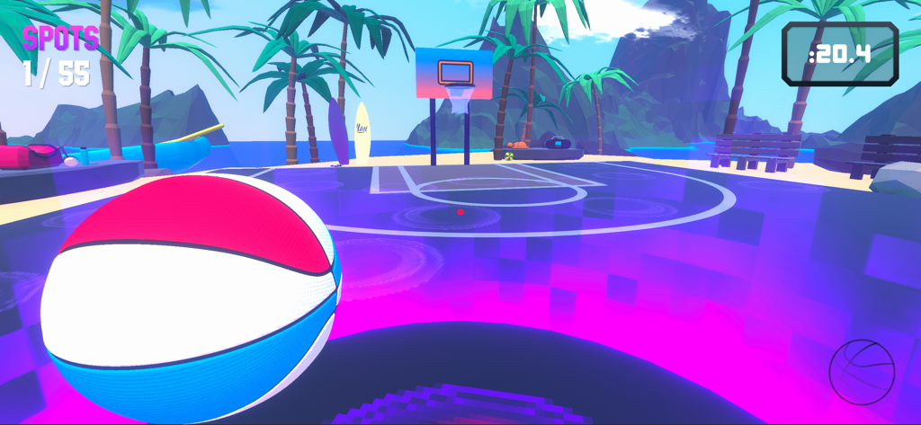 First Person Hooper - First person view of shooting a basketball on a tropical beach court