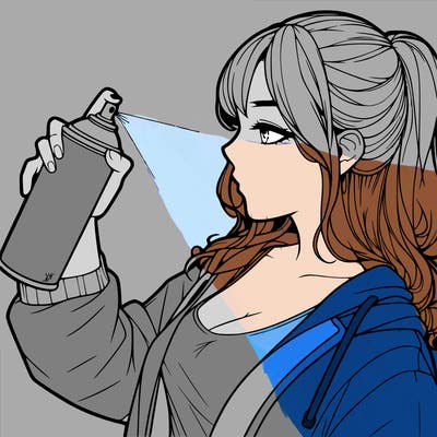 a realistic girl spray, painting