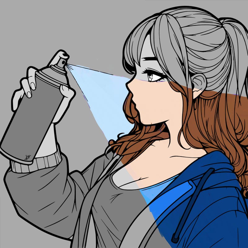 a realistic girl spray, painting