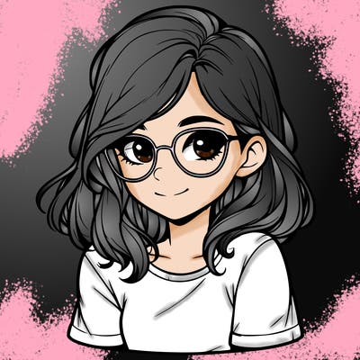 realistic girl with glasses