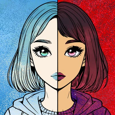 split realistic girl