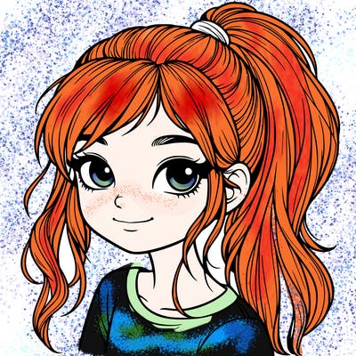 realistic girl with ponytail