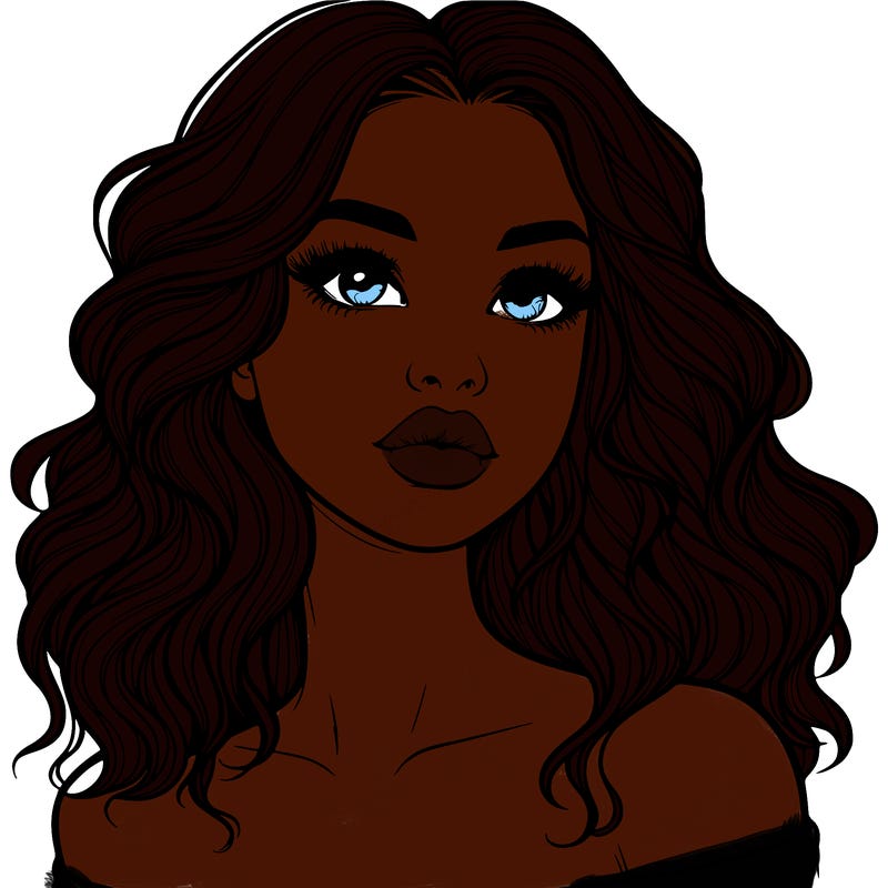 realistic girl with wavy hair and lips