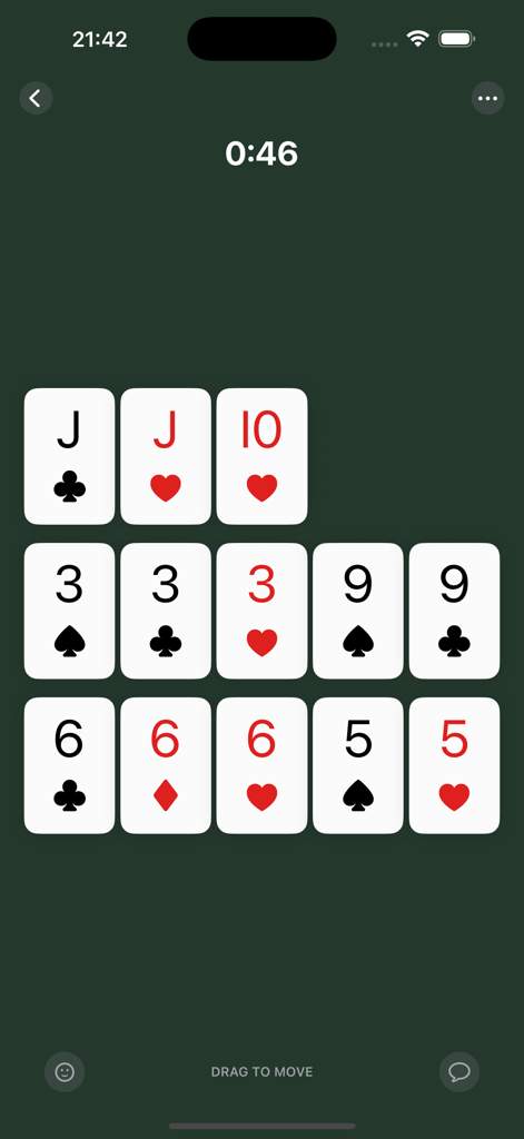 13 Card Poker - Pantalla de juego del Póker de 13 Cartas mostrando las cartas organizadas en tres filas para una configuración de mano estratégica