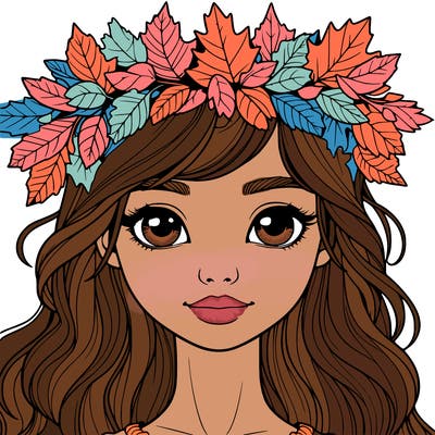 realistic girl with fall leaf crown