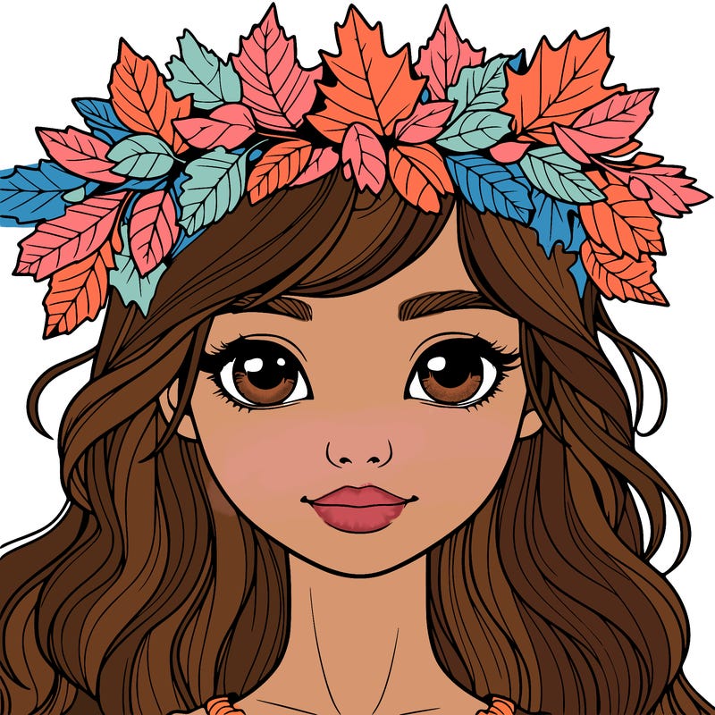 realistic girl with fall leaf crown