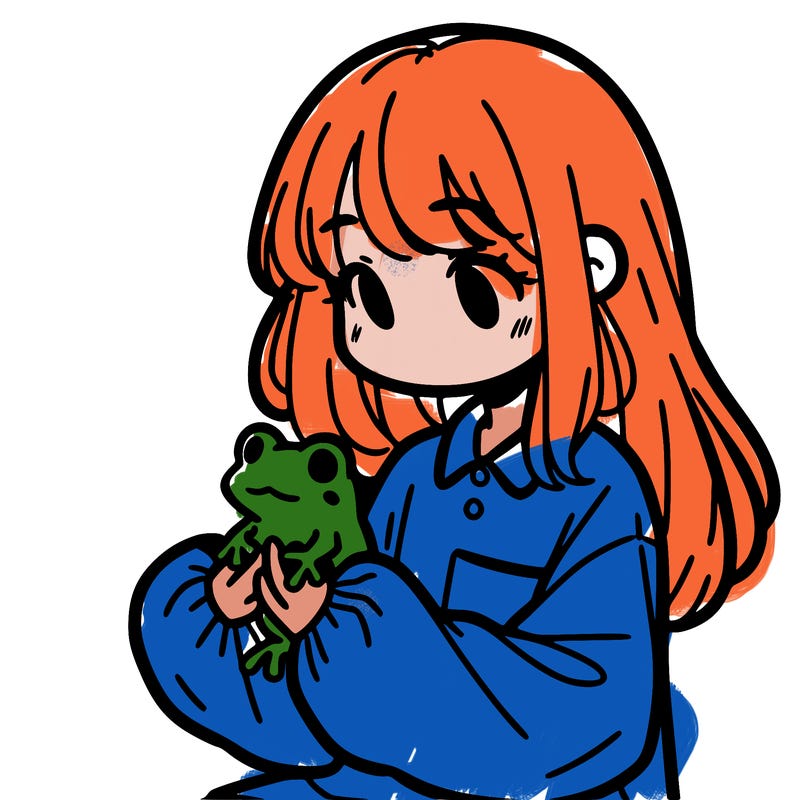girl with long hair and a oversized shirt. and she is holding a frog