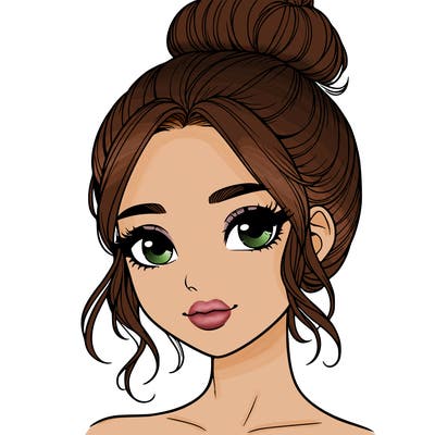 realistic pretty girl with hair in bun
