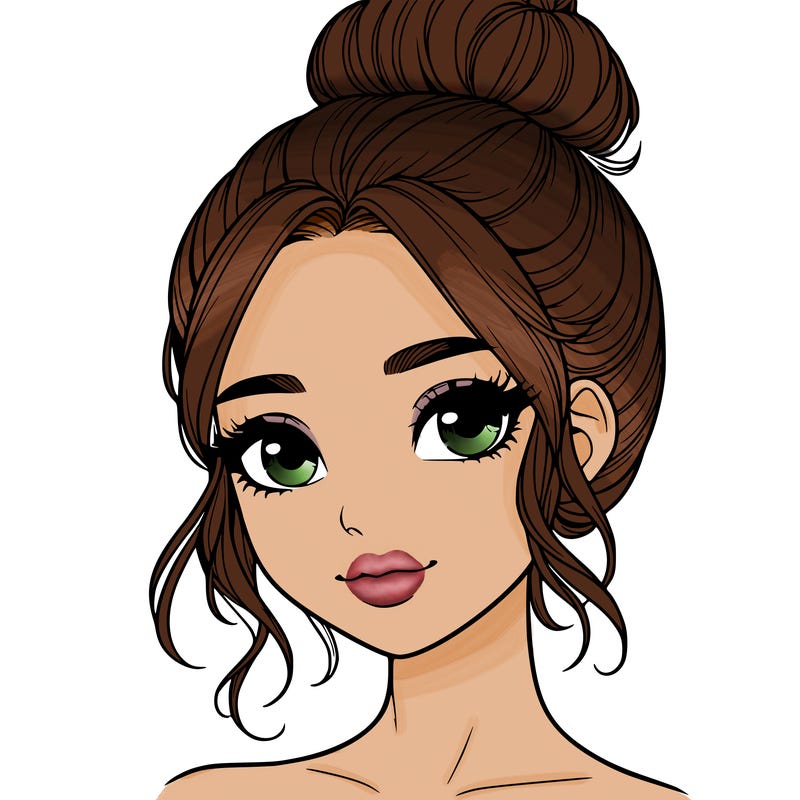 realistic pretty girl with hair in bun