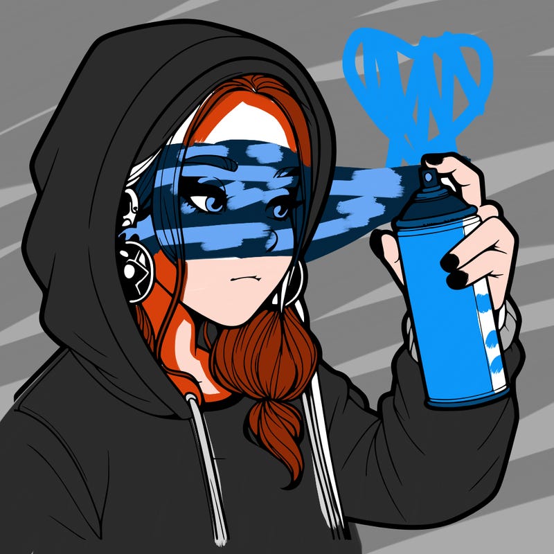 a realistic girl, spray painting