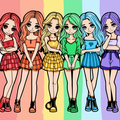 a group of girls realistic