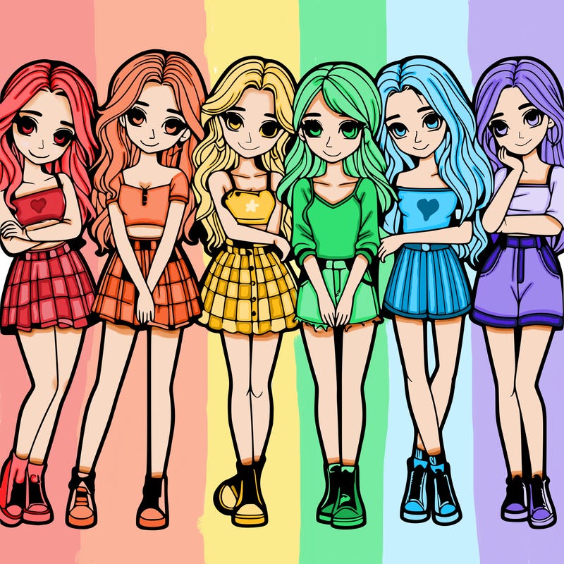 a group of girls realistic