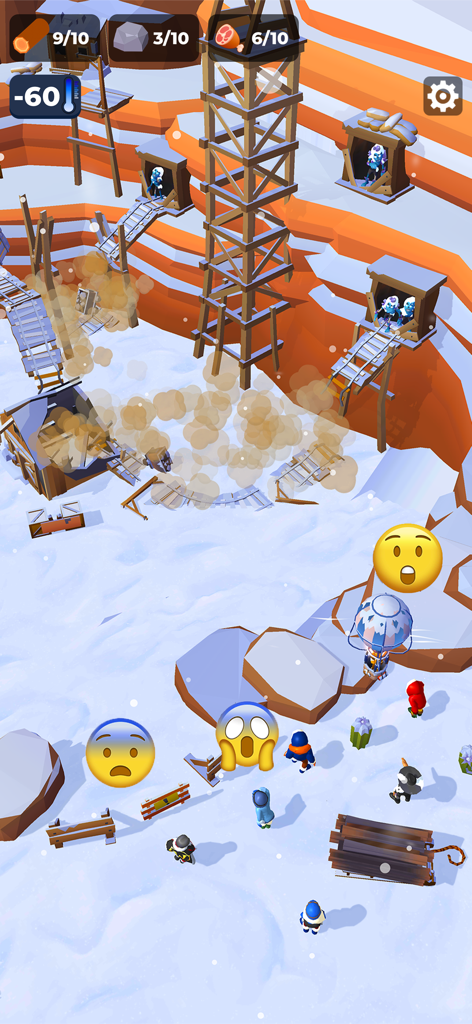 Frost Land Survival - Gameplay scene showing a resource mining site in the snowy world of Frost Land Survival