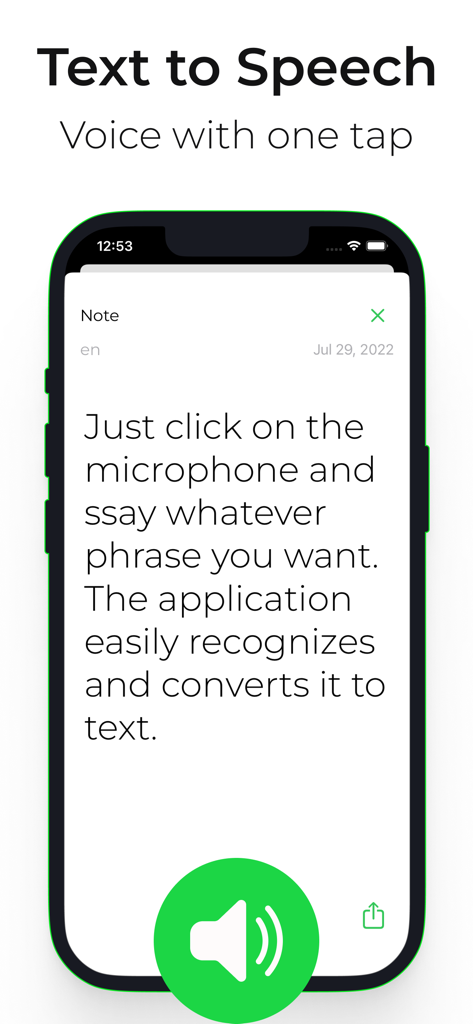 App Transcribe Live che mostra la trascrizione vocale in tempo reale su uno schermo di iPhone