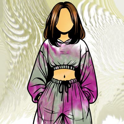 realistic girl faceless with baggy pants and a crop top