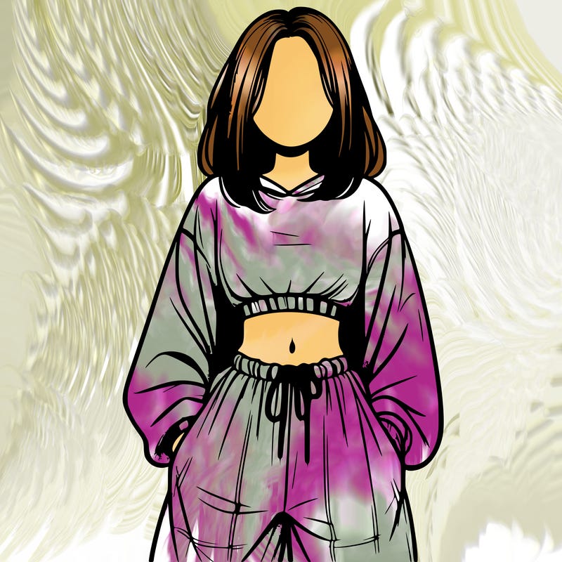 realistic girl faceless with baggy pants and a crop top