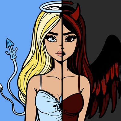 devil vs angel realistic girl