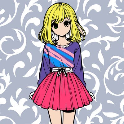 realistic girl with a skirt on