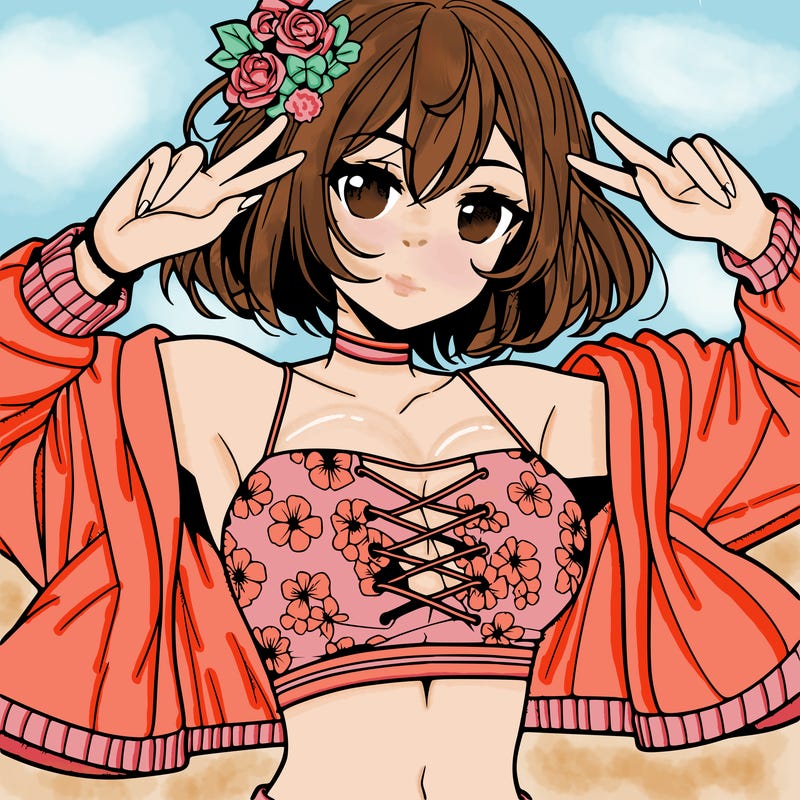 anime girl with crop top